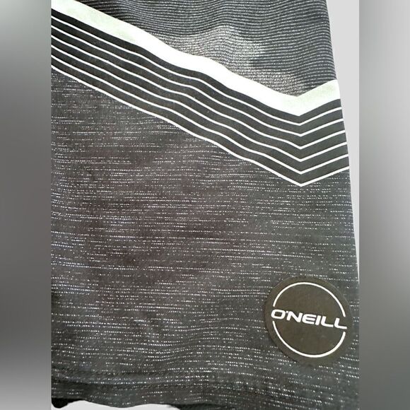 O’Neill Big Boys 26 Waist Striped Unlined Board Shorts Blue Blue Gray Black - Picture 6 of 12